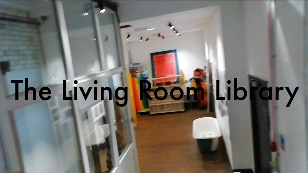 title screen of film showing text "The Living Room Library"
